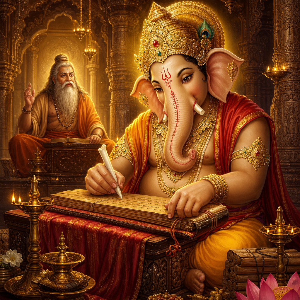 Gaṇeśa as scribe of the Mahābhārata