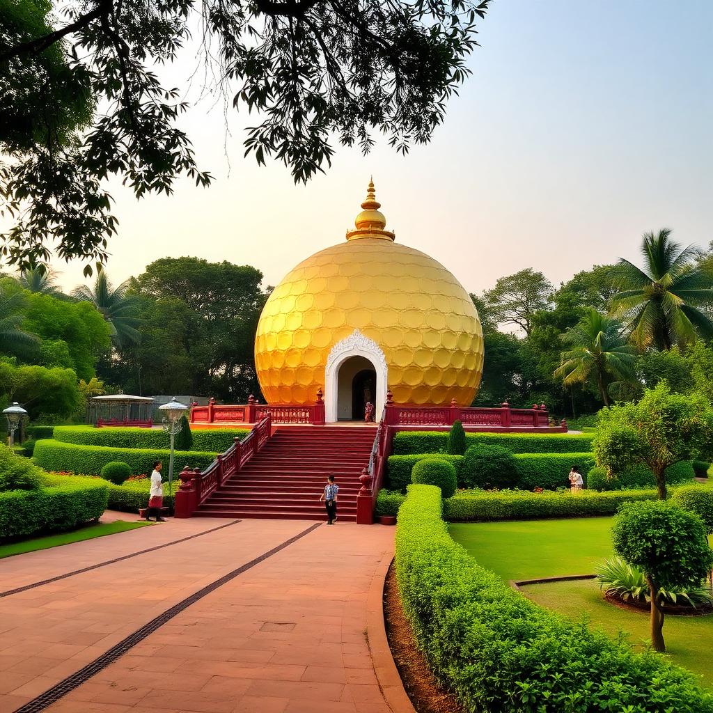 Matrimandir at Auroville, embodying Sri Aurobindo's vision of human unity