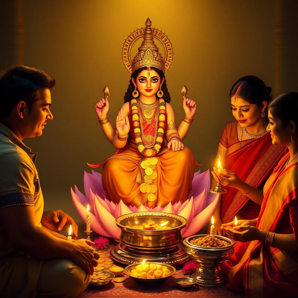 Family performing Lakshmi-Ganesha puja on Diwali night