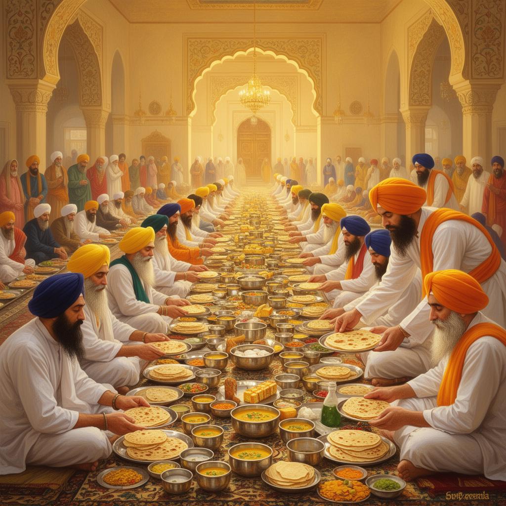 Devotees sharing langar in a Gurdwara — the Sikh community kitchen