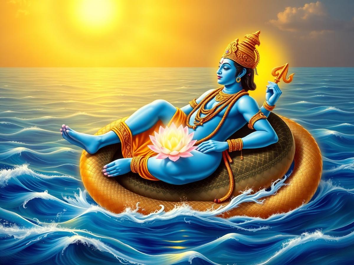 Vishnu reclining on Shesha