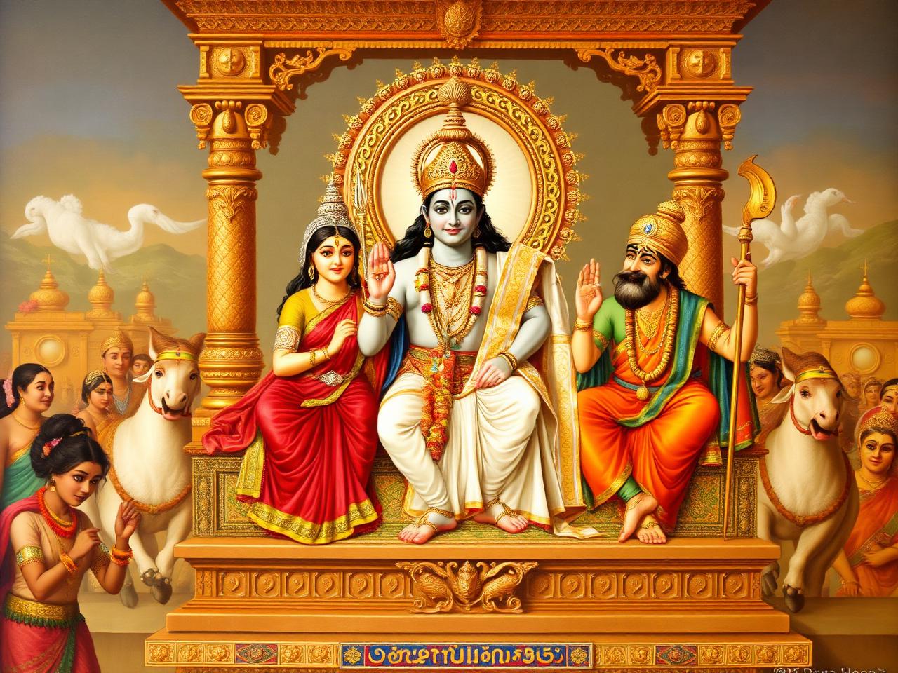 Rama Sita Lakshmana Hanuman enthroned at Ayodhya