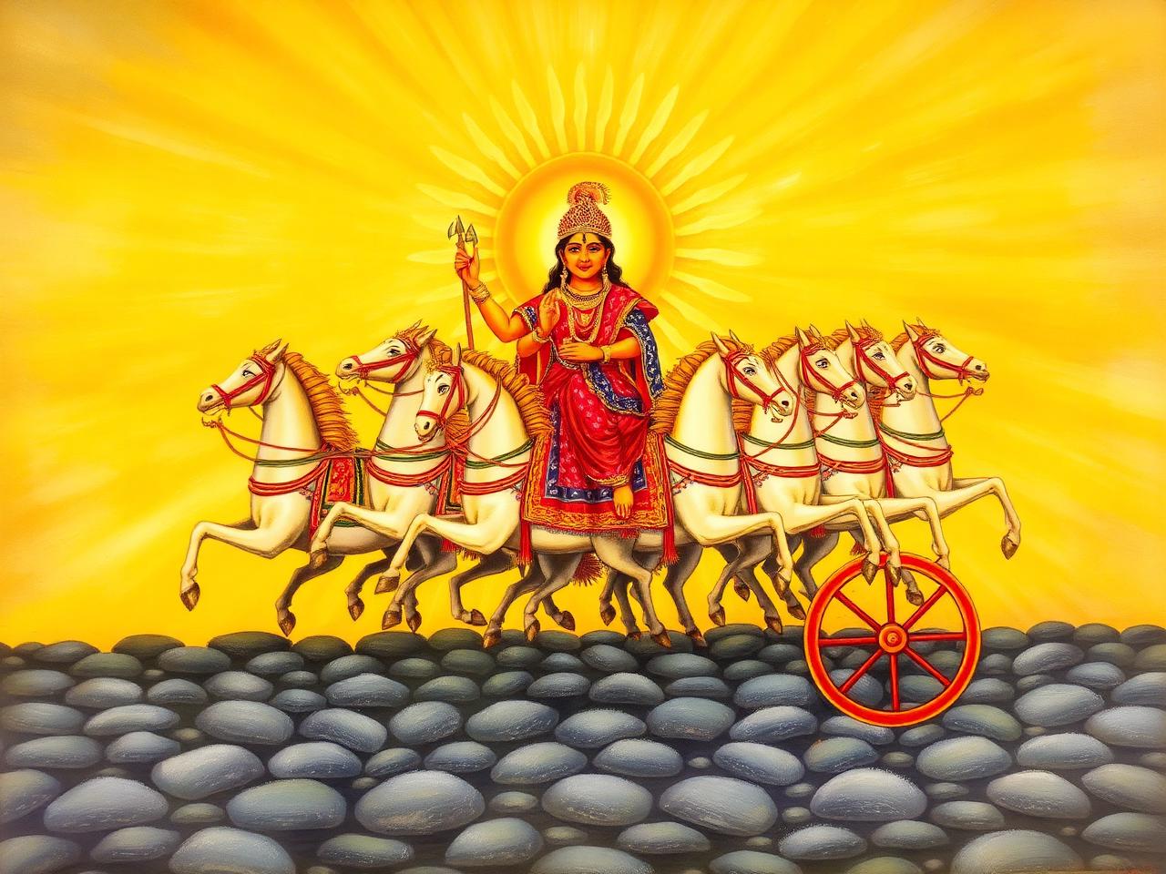 Surya Bhagavan on the seven-horse chariot