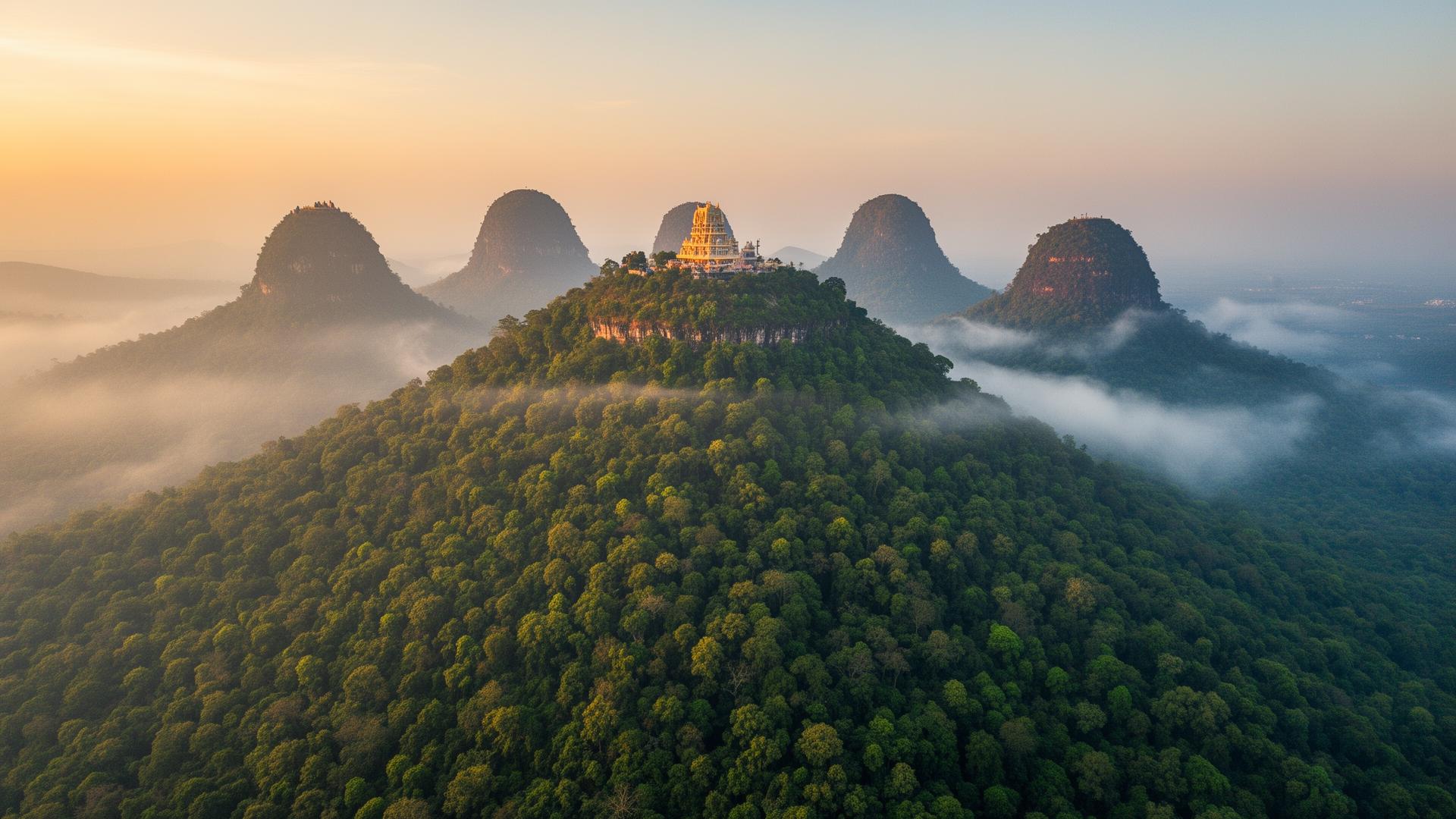 The seven sacred hills of Seshachalam at dawn