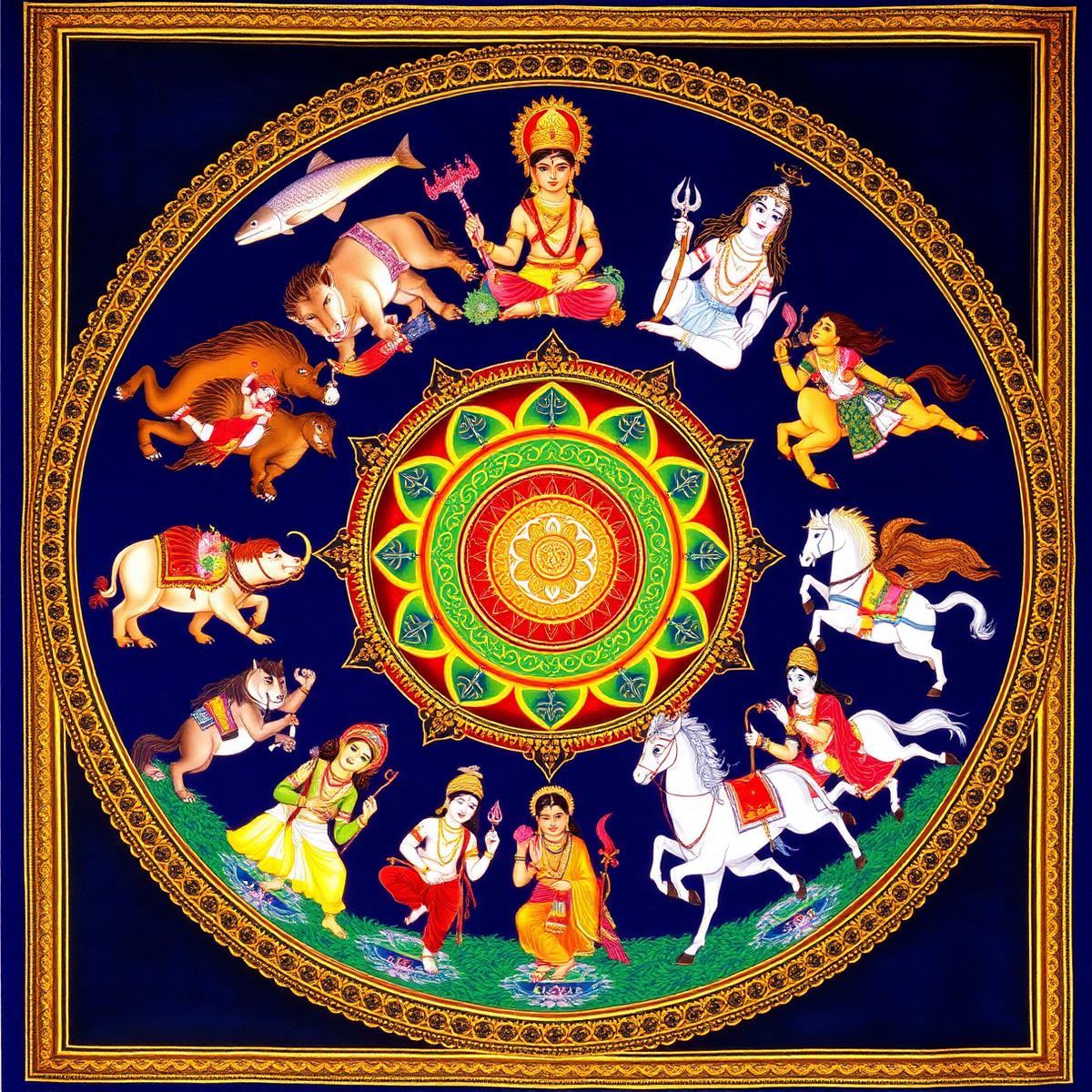 The Dashavatara — ten principal avatars of Vishnu