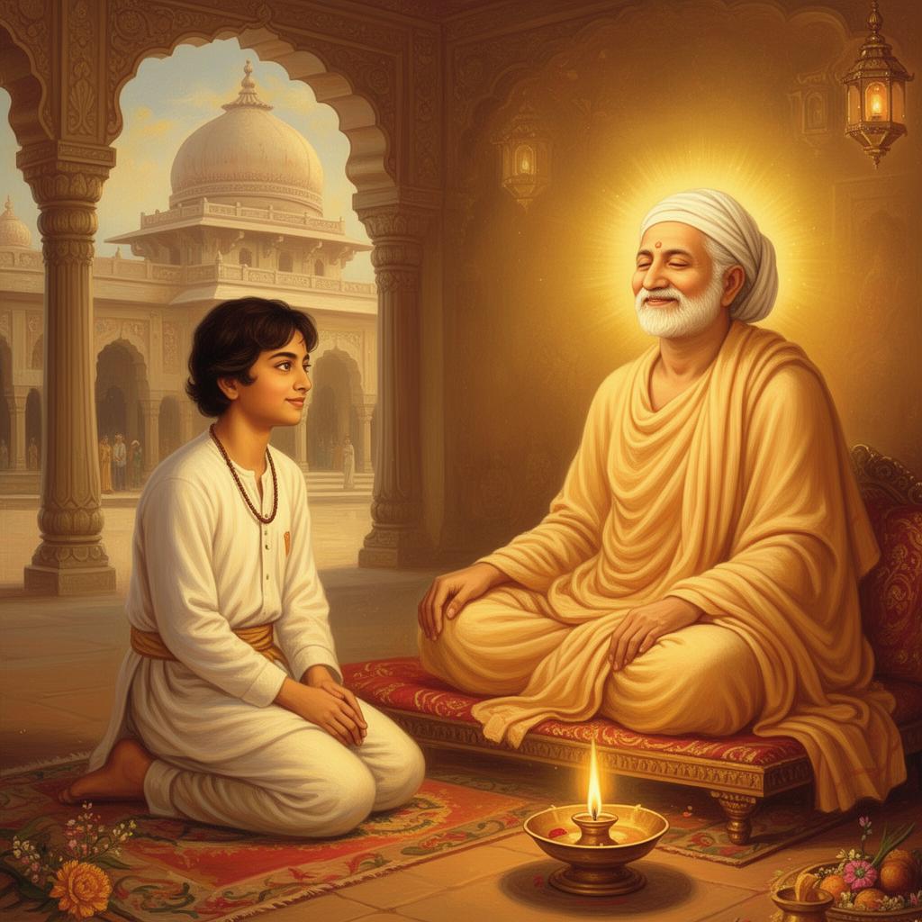 Young Narendranath meeting Sri Ramakrishna at Dakshineswar